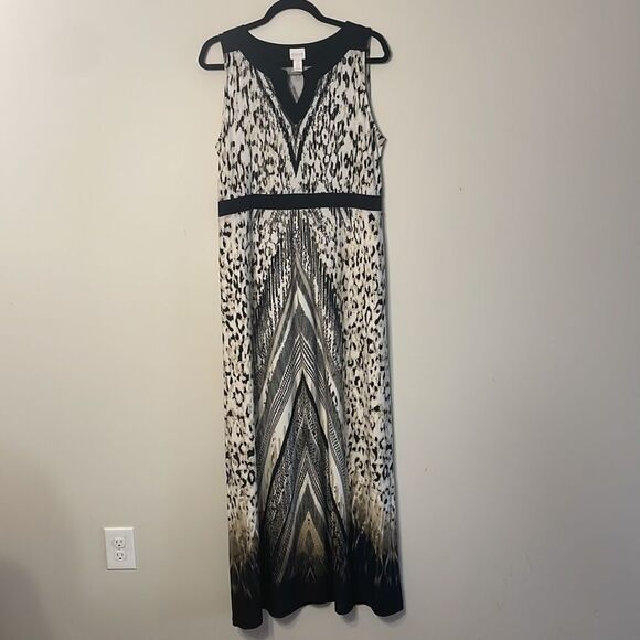 Chico's Animal Chevron Diane Maxi Dress Large - Picture 2 of 10
